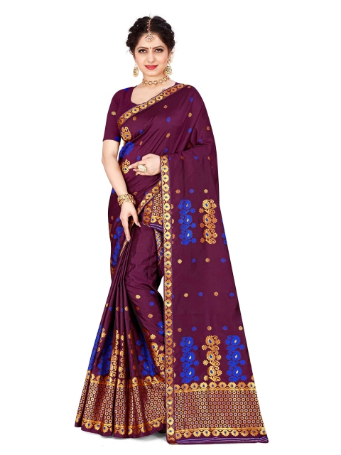 

Skirans Magenta & Blue Ethnic Motifs Assamese Mekhela Chador Saree