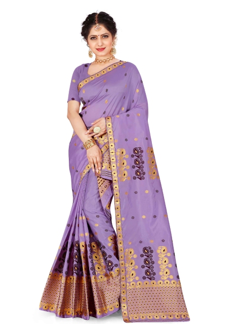 

Skirans Lavender & Gold-Toned Ethnic Motifs Assamese Mekhela Chador Saree