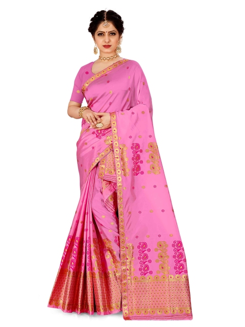 

Skirans Pink & Red Ethnic Motifs Assamese Mekhela Chador Saree
