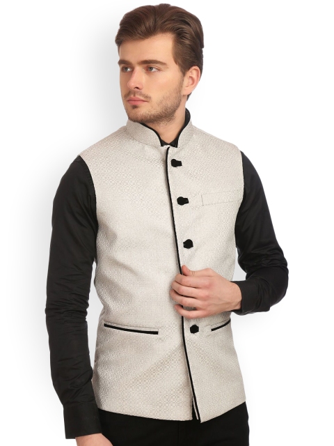 

Wintage Men Silver-Toned Nehru Jacket