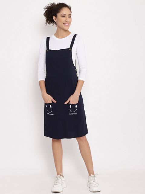 

Anaghakart Women Navy Blue Pinafore Dress