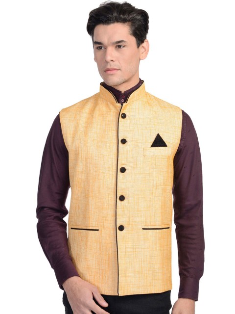 

Wintage Men Yellow Nehru Jacket