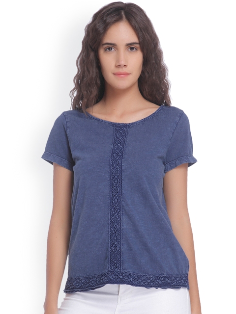 

Vero Moda Women Blue Solid Pure Cotton Top
