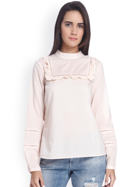 

Vero Moda Women Peach Solid Pure Cotton Top