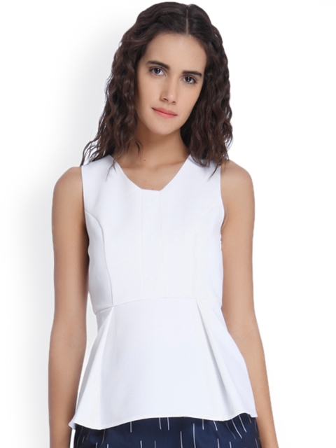 

Vero Moda Women White Self Design Peplum Top