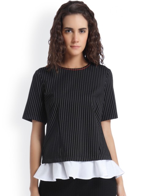 

Vero Moda Women Black & White Striped Top
