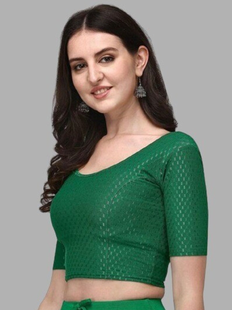 

LINARO LIFESTYLES Green Solid Saree Blouse