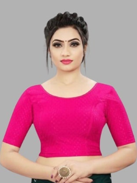 

LINARO LIFESTYLES Pink Solid Saree Blouse