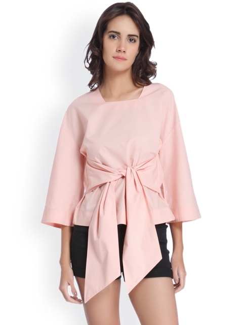 

Vero Moda Women Peach Solid Pure Cotton Top