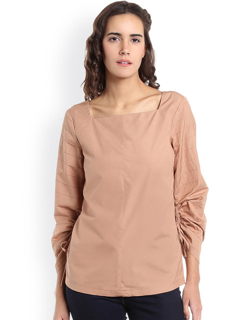 

Vero Moda Women Brown Solid Pure Cotton Top