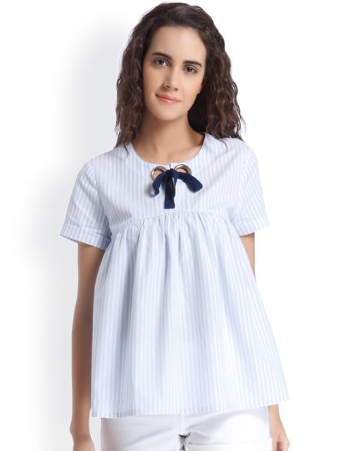 

Vero Moda Women Blue & White Striped Top