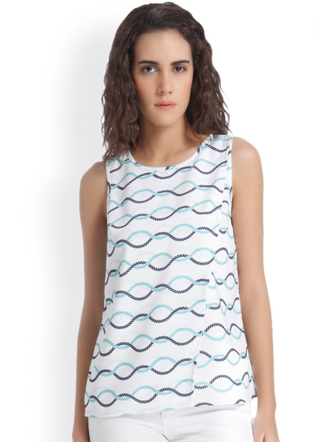 

Vero Moda Women Off-White Printed Layered Top