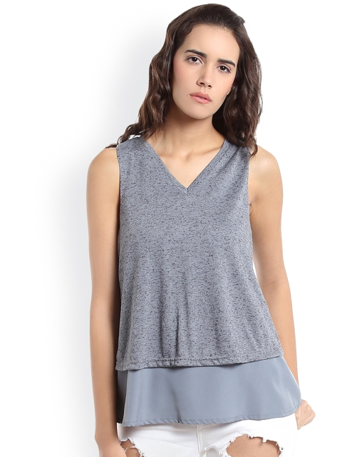 

Vero Moda Women Grey Self-Design Layered Top