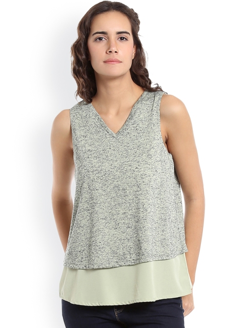 

Vero Moda Women Green Self-Design Layered Top