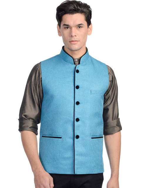 

Wintage Men Blue Nehru Jacket