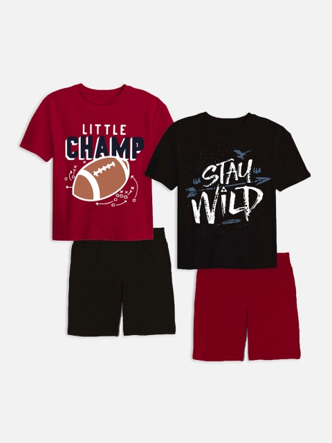 

Trampoline Unisex Kids Set of 2 Printed T-shirt with Shorts, Red