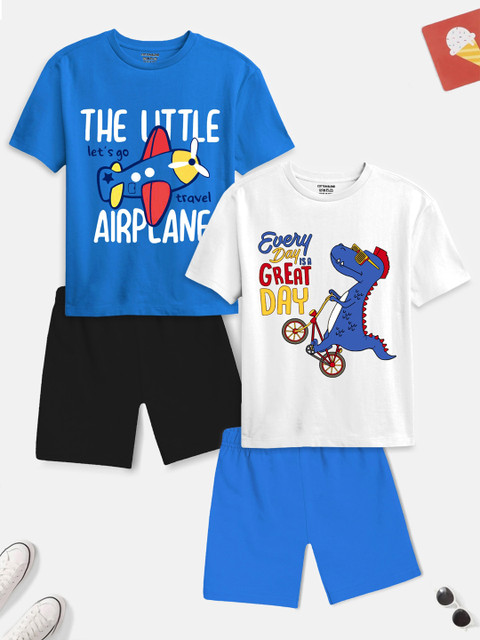 

Trampoline Unisex Kids Set of 2 Printed T-shirt with Shorts, Blue