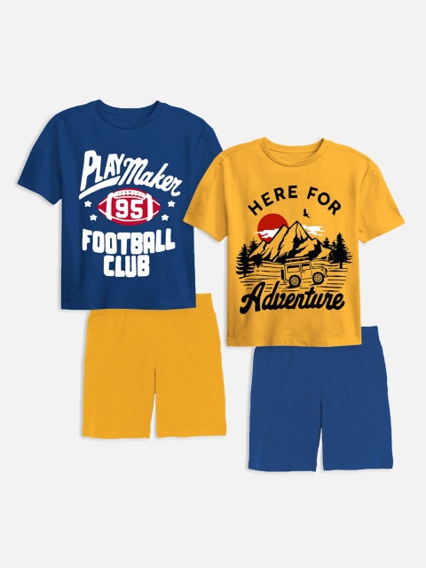 

Trampoline Unisex Kids Set of 2 Printed T-shirt with Shorts, Blue