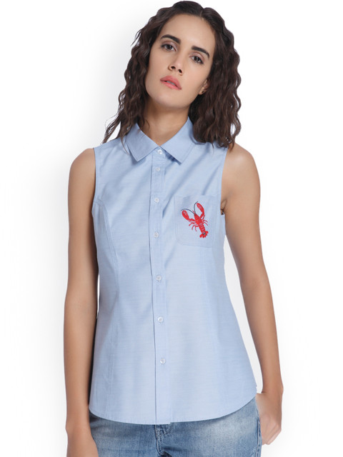 

Vero Moda Women Blue Regular Fit Solid Casual Shirt