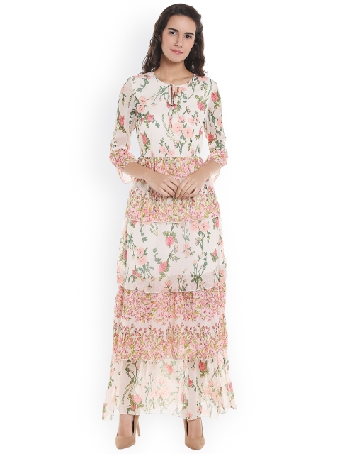 

Vero Moda Women Cream-Coloured Printed Maxi Dress