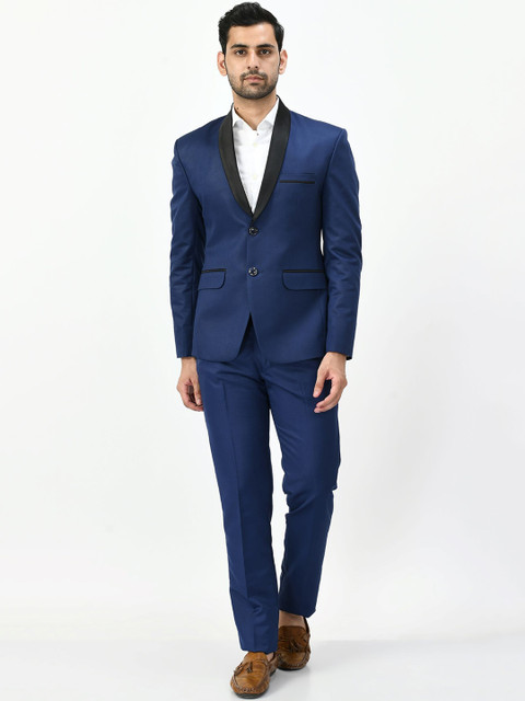 

TrulyFeb Men Blue Solid Single-Breasted Slim-Fit 2-Piece Formal Suit