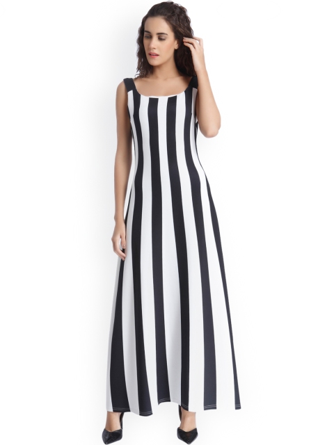 

Vero Moda Women White & Black Striped Maxi Dress