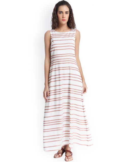 

Vero Moda Women Cream-Coloured Striped Maxi Dress