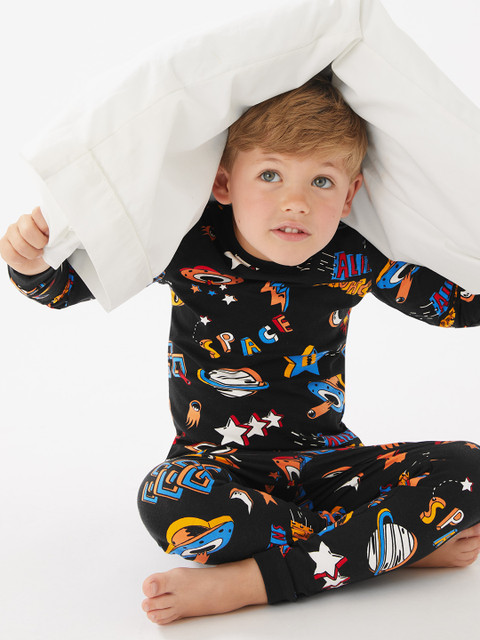 

Marks & Spencer Boys Printed Night suit, Black