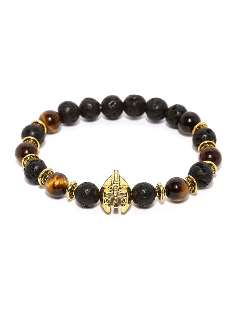 

The Bro Code Men Black & Brown Crown-Shaped Beaded Bracelet