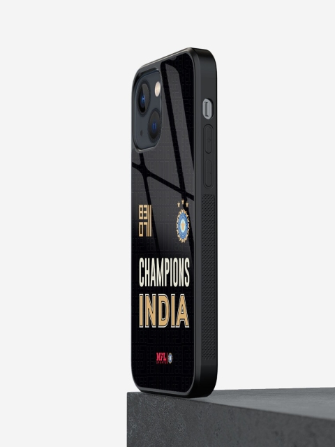 

macmerise Black Champions Of India Printed iPhone 13 Glass Back Case