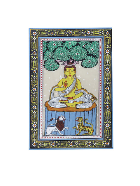 

Exotic India Green & Yellow Gautam Buddha Under Bodhi Tree Painting Wall Art