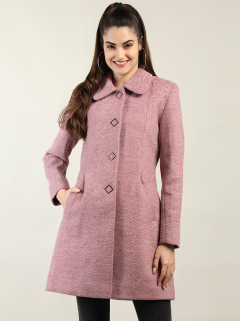 

LEBORK Women Pink Solid Longline Coats