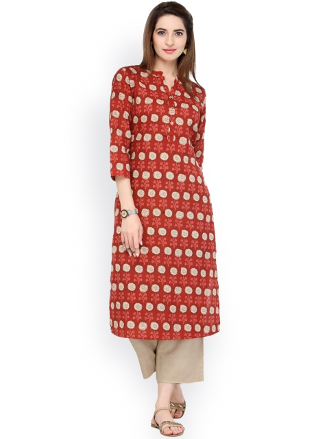 

Varanga Women Red & Beige Printed Kurta with Palazzos