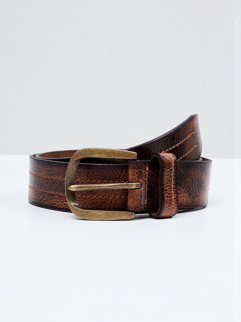 

max Men Brown Leather Formal Belt