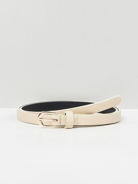 

max Women Textured PU Belt, Cream
