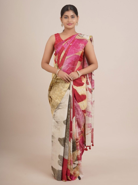 

Pothys Pink & Beige Printed Pure Silk Saree