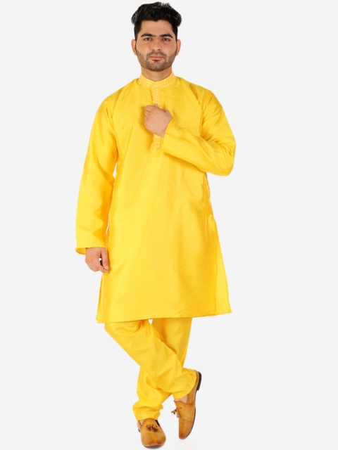 

Pro-Ethic STYLE DEVELOPER Men Pure Silk Kurta with Churidar, Yellow