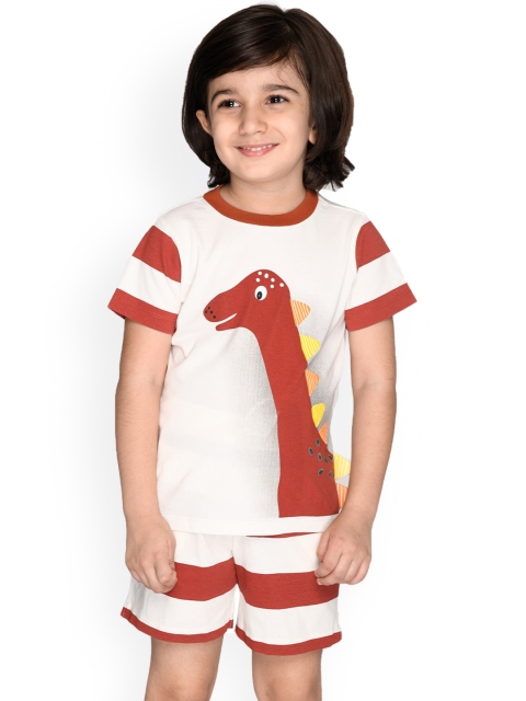 

SPUNKIES Boys White & Red Printed Organic Cotton Nightsuit