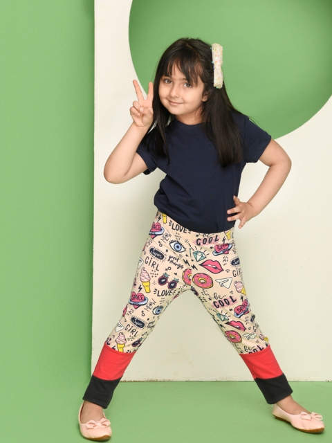 

SPUNKIES Girls Pink Printed Ankle Length Organic Cotton Legging