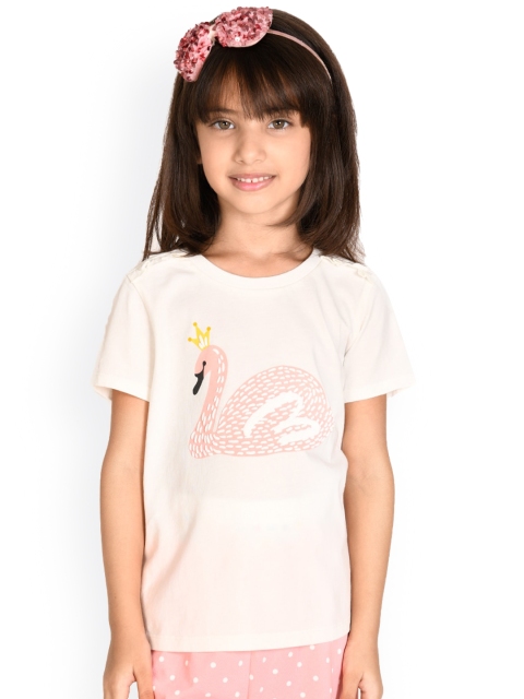 

SPUNKIES Girls Pink & White Printed Cotton Night suit