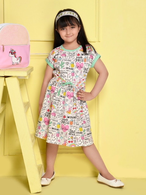 

SPUNKIES Multicoloured Organic Cotton A-Line Dress, Multi