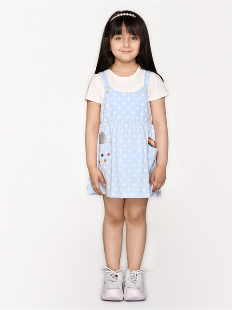 

SPUNKIES Girls Organic Cotton Printed Basic Jumpsuit, Blue