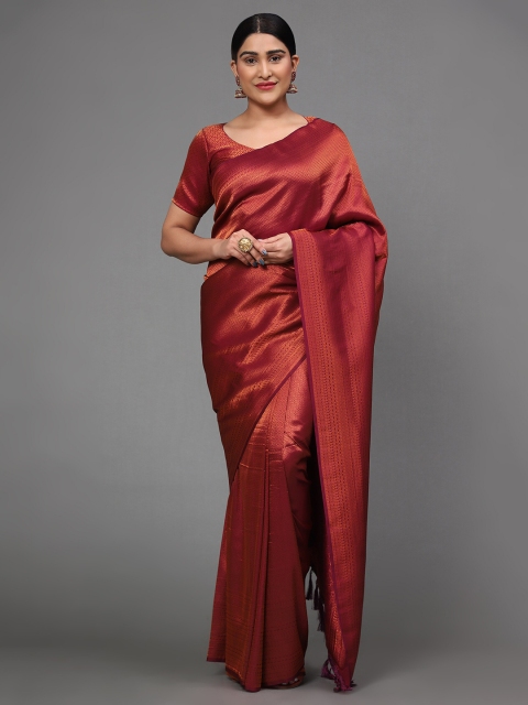 

Ekta Textiles Magenta Woven Design Zari Pure Silk Banarasi Saree