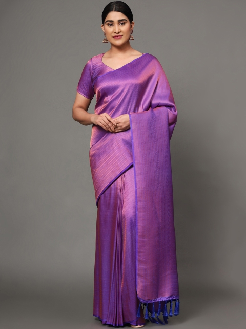 

Ekta Textiles Purple Woven Design Zari Pure Silk Banarasi Saree