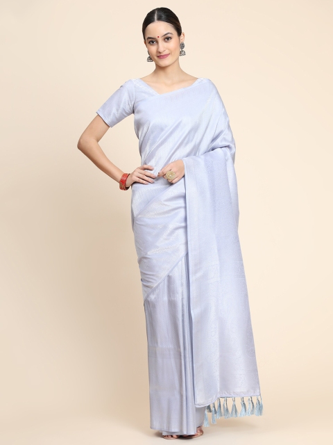 

Ekta Textiles Grey Woven Design Zari Pure Silk Banarasi Saree