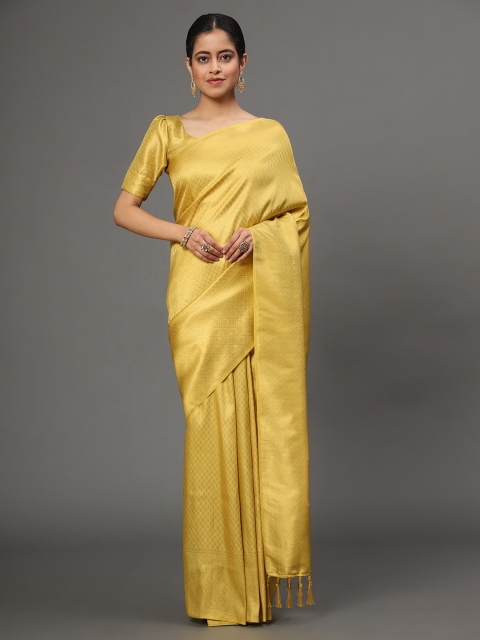 

Ekta Textiles Gold-Toned Ethnic Motifs Zari Pure Silk Kanjeevaram Saree