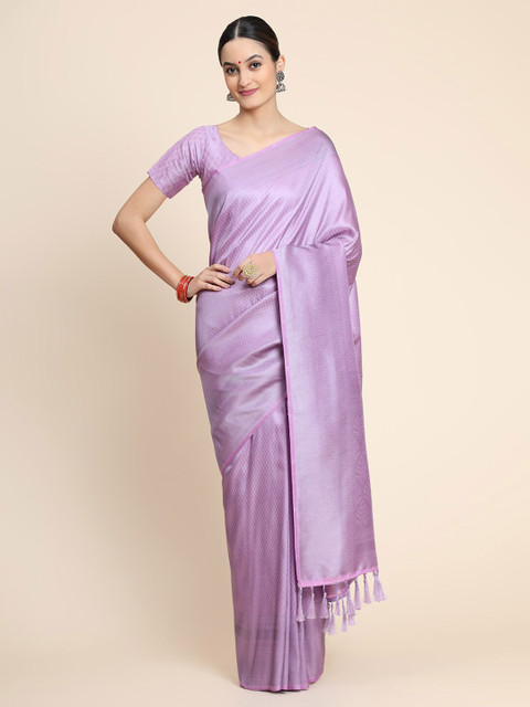 

Ekta Textiles Purple & Gold-Toned Woven Design Zari Pure Silk Banarasi Saree