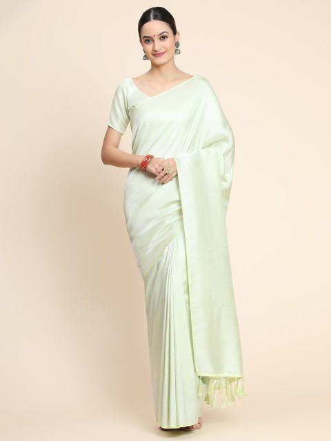 

Ekta Textiles Yellow & Silver-Toned Woven Design Zari Pure Silk Banarasi Saree