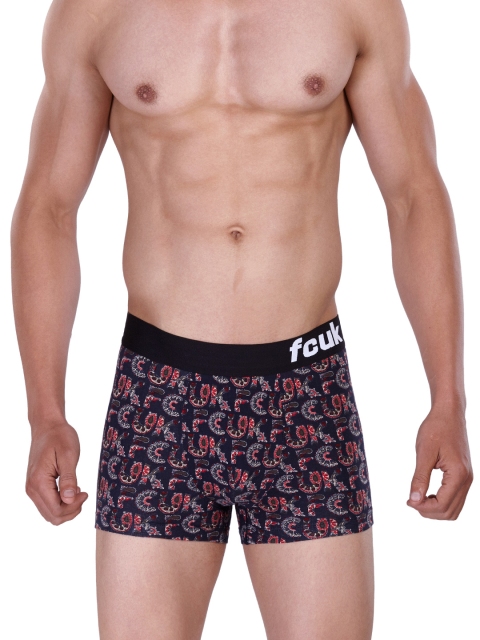 

FCUK Navy & Red Printed Paisley Trunks M2AAD, Navy blue