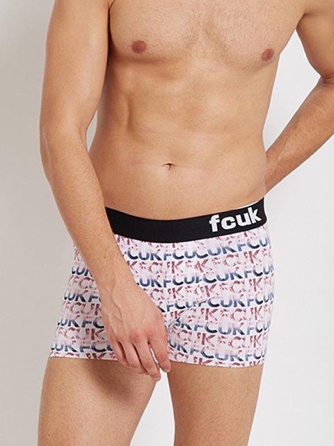 

FCUK Men Off-White Photo Print Mid-Rise Trunks M2AAF